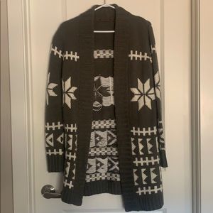 Cozy grey knitted cardigan sweater